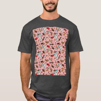 Vrolijk kerstdogpatroon PInk Grafisch T-shirt
