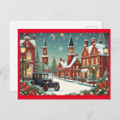 Vrolijk kerstdorp feestdagenkaart (Voorkant / Achterkant)