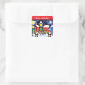 Vrolijk kerstdorp met Sinterklaas Vierkante Sticker (Tas)