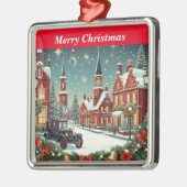 Vrolijk kerstdorp metalen ornament (Links)