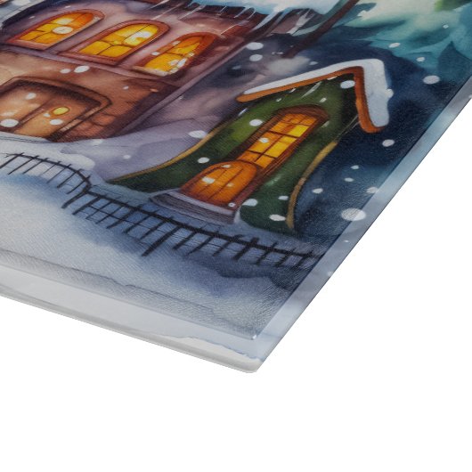 Vrolijk kerstdorp snijplank (Hoek)