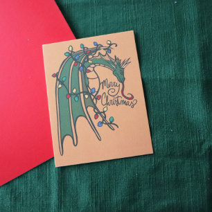 Vrolijk kerstdragon Geek Feestdagen Briefkaart