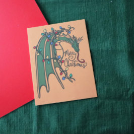 Vrolijk kerstdragon Geek Feestdagen Briefkaart