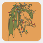 Vrolijk kerstdragon Geek Feestdagen Vierkante Sticker (Voorkant)
