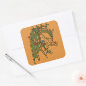 Vrolijk kerstdragon Geek Feestdagen Vierkante Sticker (Envelop)