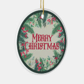 Vrolijk kerstdubbellaags keramisch ornament (Rechts)