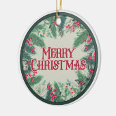 Vrolijk kerstdubbellaags keramisch ornament (Links)