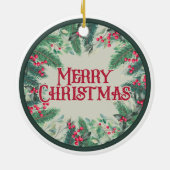 Vrolijk kerstdubbellaags keramisch ornament (Achterkant)