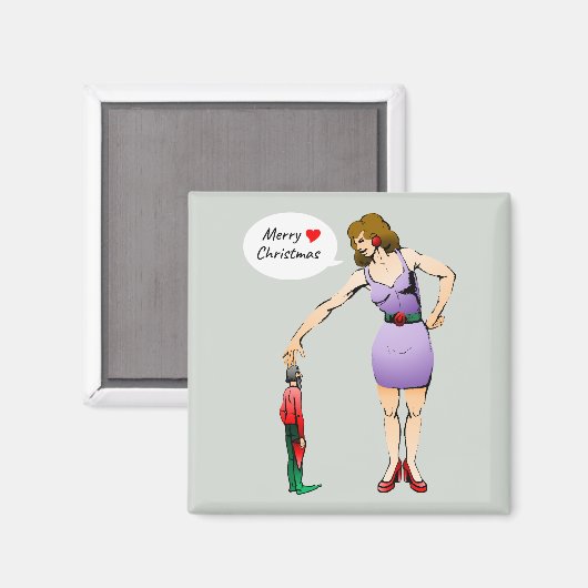 Vrolijk kerstelfje magneet (Voorkant / Achterkant)