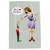 Vrolijk kerstelfje medium cadeauzakje (Voorkant)