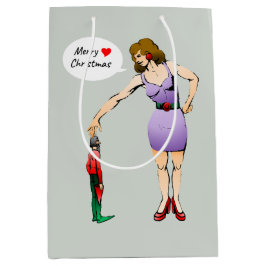 Vrolijk kerstelfje medium cadeauzakje