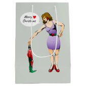 Vrolijk kerstelfje medium cadeauzakje (Achterkant)