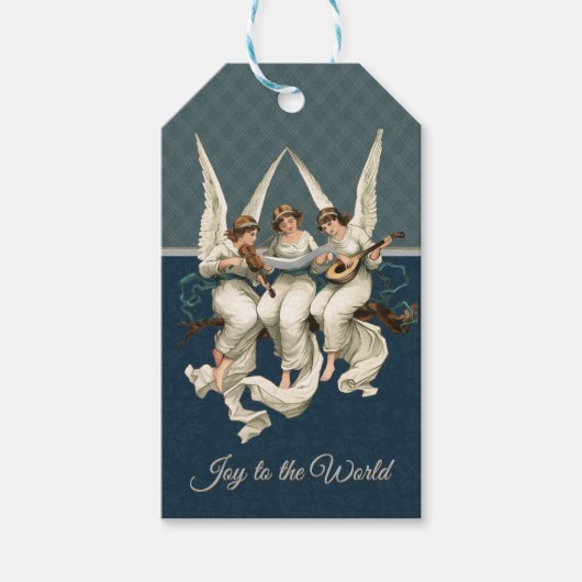 Vrolijk kerstengel blauw Blauwgroen  vakantie Cadeaulabel (Voorkant)