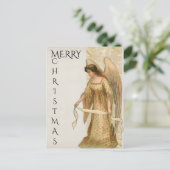 Vrolijk kerstengel in Cream en Gold Feestdagenkaart (Staand voorkant)