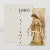 Vrolijk kerstengel in Cream en Gold Feestdagenkaart (Voorkant / Achterkant)