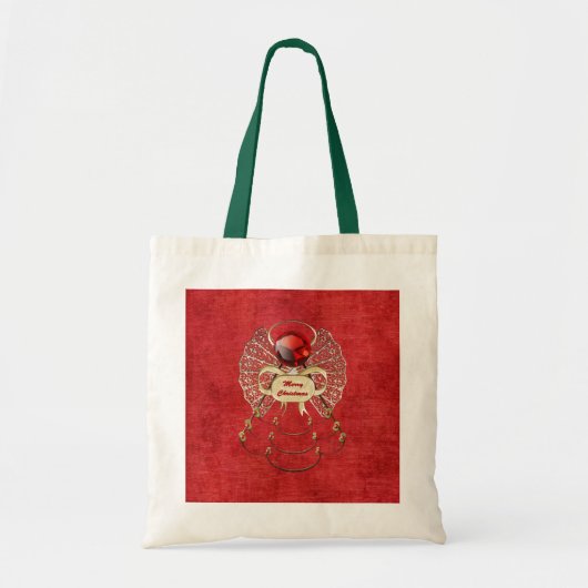 Vrolijk kerstengel - Rood Tote Bag (Voorkant)