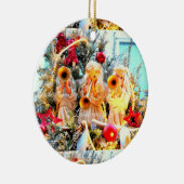 Vrolijk kerstengelen op maat keramisch ornament (Rechts)