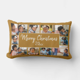 Vrolijk kerstfeest 10 Foto Collage Gold Yellow Kussen