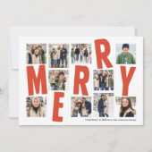 Vrolijk Kerstfeest 10 foto collage vet modern rood Feestdagenkaart (Voorkant)