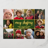 Vrolijk kerstfeest - 10 foto - Modern Script Gold Folie Feestdagenkaart (Voorkant)