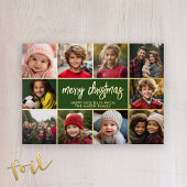 Vrolijk kerstfeest - 10 foto - Modern Script Gold Folie Feestdagenkaart