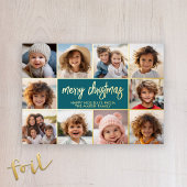 Vrolijk kerstfeest - 10 foto - Modern Script Gold Folie Feestdagenkaart