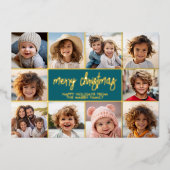 Vrolijk kerstfeest - 10 foto - Modern Script Gold Folie Feestdagenkaart (Voorkant)