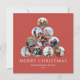 Vrolijk kerstfeest 10 foto rood ivoor kaart