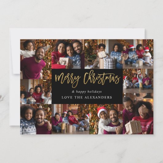 Vrolijk kerstfeest 10 multi-foto - zwart goud (Voorkant)
