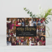 Vrolijk kerstfeest 10 multi-foto - zwart goud (Staand voorkant)