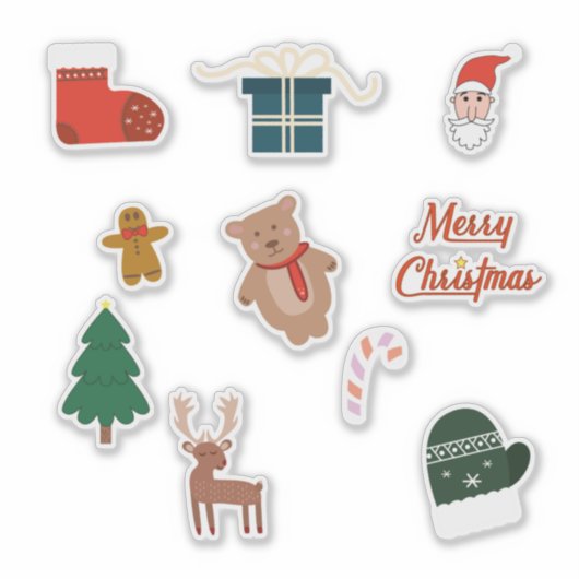 Vrolijk kerstfeest 10-set Sticker Pack (Voorkant)