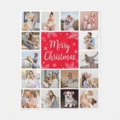 Vrolijk Kerstfeest 16 Foto Collage Familie Fleece Deken (Voorkant)