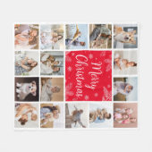 Vrolijk Kerstfeest 16 Foto Collage Familie Fleece Deken (Voorkant (Horizontaal))