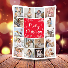 Vrolijk Kerstfeest 16 Foto Collage Familie Fleece Deken