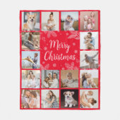Vrolijk kerstfeest 16 foto familie collage fleece deken (Voorkant)