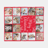 Vrolijk kerstfeest 16 foto familie collage fleece deken (Voorkant (Horizontaal))