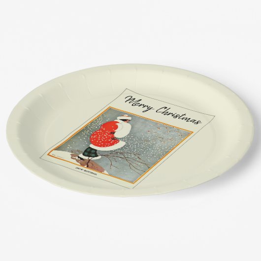 Vrolijk Kerstfeest 1914 Sneeuwkont Papieren Bordje (Gekanteld)