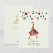 Vrolijk kerstfeest 1950  dame feestdagenkaart (Voorkant / Achterkant)