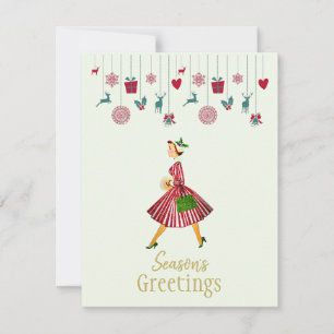 Vrolijk kerstfeest 1950  dame feestdagenkaart