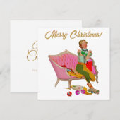 Vrolijk kerstfeest 1950 dame feestdagenkaart (Voorkant / Achterkant)