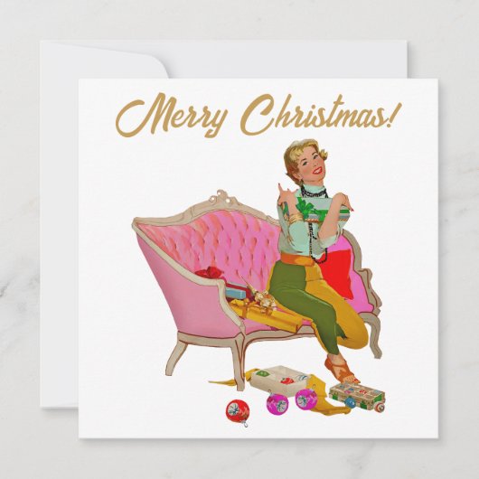 Vrolijk kerstfeest 1950 dame feestdagenkaart (Voorkant)