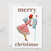 Vrolijk kerstfeest 1950 kerstdame feestdagenkaart (Voorkant)