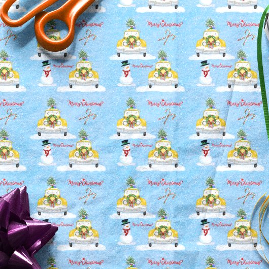 Vrolijk kerstfeest 1950 New York Yellow Cab Patter Tissuepapier