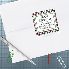 Vrolijk Kerstfeest 1,5" Adres Retour Vierkante Sti Sticker