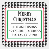 Vrolijk Kerstfeest 1,5" Adres Retour Vierkante Sti Vierkante Sticker (Voorkant)