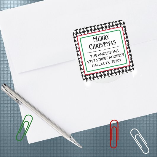 Vrolijk Kerstfeest 1,5" Adres Retour Vierkante Sti Vierkante Sticker