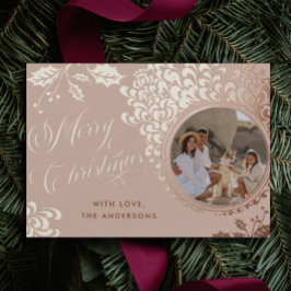Vrolijk kerstfeest 1 foto Holly Real Folie Feestdagenkaart