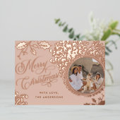 Vrolijk kerstfeest 1 foto  Holly Real Folie Feestdagenkaart (Staand Voorkant)