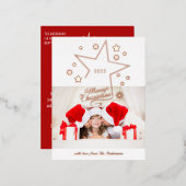 Vrolijk kerstfeest 1 Foto Moderne winter Folie Feestdagen Briefkaart (Voorkant / Achterkant)