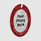 Vrolijk kerstfeest 1 Foto Red Snowflake / Tekst Ornament (voorkant)